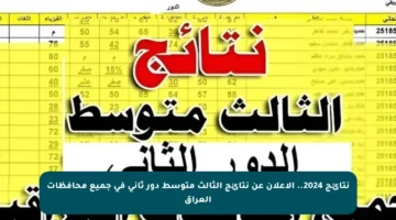 نتائج 2024.. الإعلان عن نتائج الثالث متوسط دور ثاني في جميع محافظات العراق